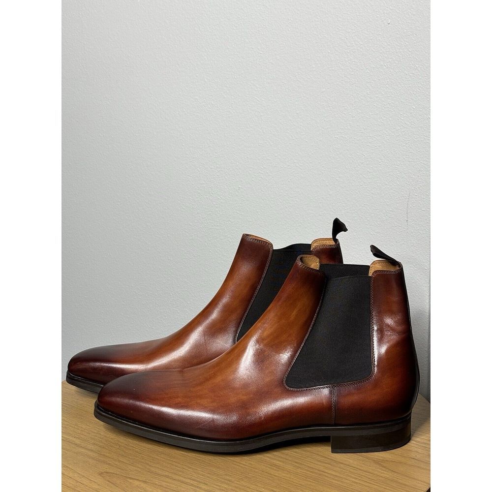 MAGNANNI Men's Riley Smooth Leather Chelsea Boots Cognac Size 11X US 44 EU - Picture 4 of 6